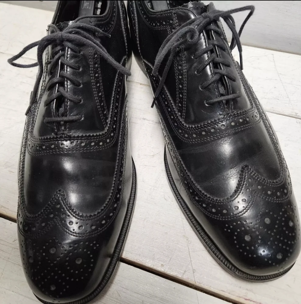 FLORSHEIM 17066-01 Lexington Wingtip Oxford Black Leather Dress Shoe Mens 11.5